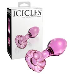   Icicles No. 48 - květinový skleněný anální kolík (růžový)