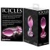 Icicles No. 48 - skleněný anální kolík s květinovým motivem (růžový)