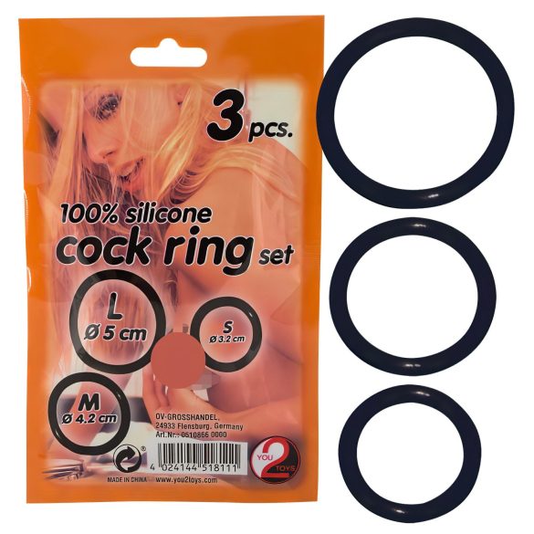 You2Toys - Silikonový kroužek na penis Trio - černý