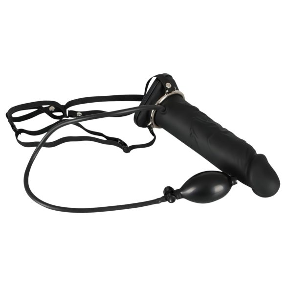 You2Toys - Nafukovací Strap-On s dutým silikonovým dildem (černý)