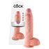 King Cock 10 varlatový velký dildo (25 cm) - přírodní