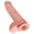 King Cock 10 varlatový velký dildo (25 cm) - přírodní