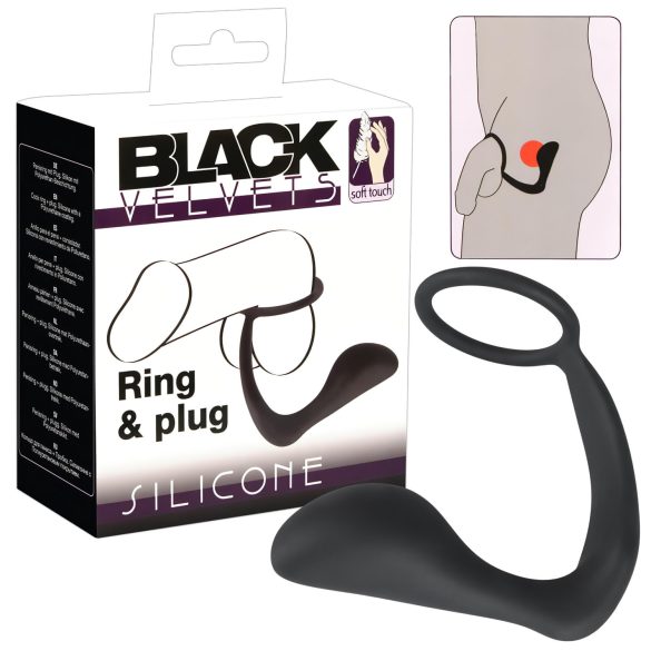 Black Velvet - anální plug s erekčním kroužkem (černý)