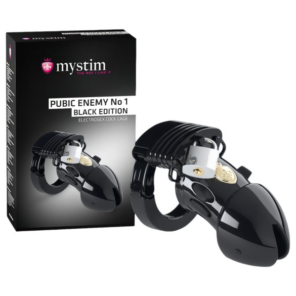 mystim Černá Edice PUBIC ENEMY No 1 - elektro penisový klec
