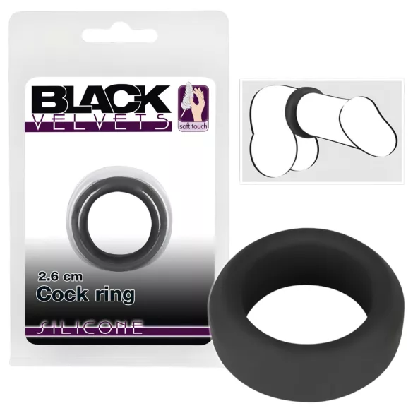Black Velvets - erekční kroužek silnostěnný 2,6 cm - černý