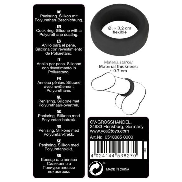 Black Velvets - erekční kroužek silnostěnný 3,2 cm - černý