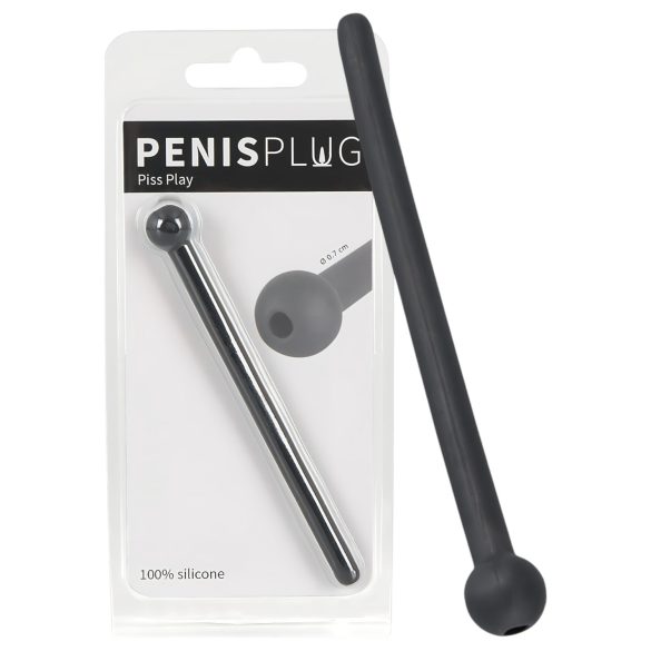 Dilator pro Piss Play - dutý silikonový dilatátor močové trubice (černý)
