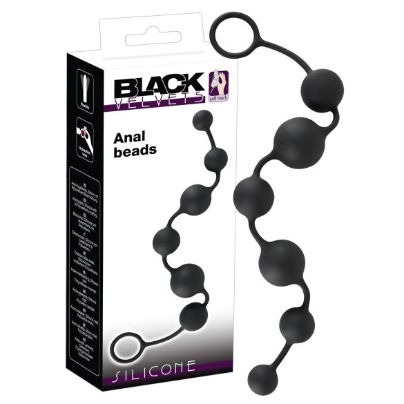 Černý samet - 6 perličkový anální dildo (černý)