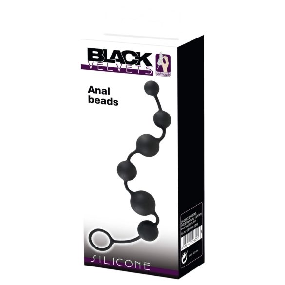 Black Velvet - 6 korálkový anální dildo (černý)