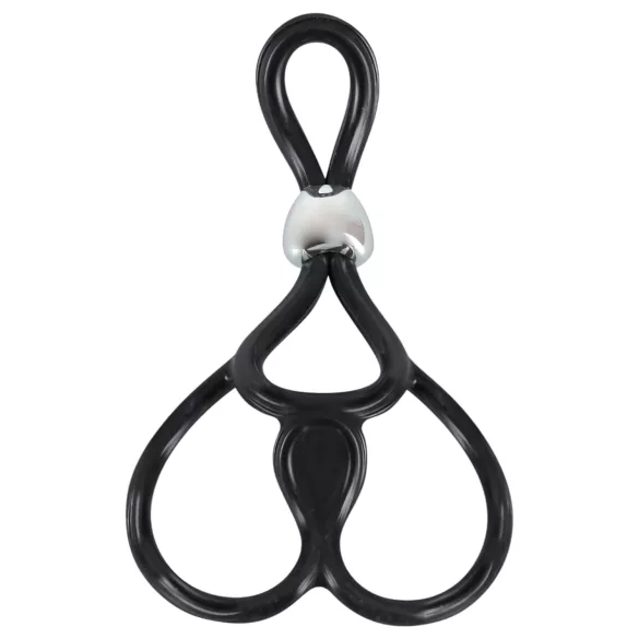 You2Toys - nastavitelný trojitý erekční kroužek na penis a varlata - černý