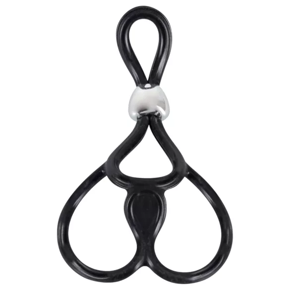 You2Toys - nastavitelný trojitý erekční kroužek na penis a varlata - černý