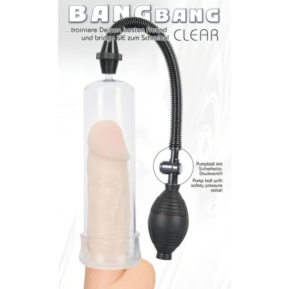 Bang Bang - vakuová pumpa na penis - průhledná