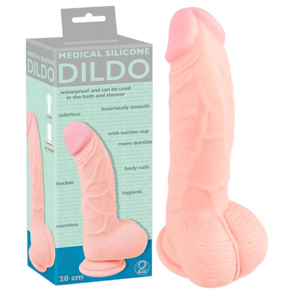 Lékařský silikonový dildo (20 cm) - přirozený