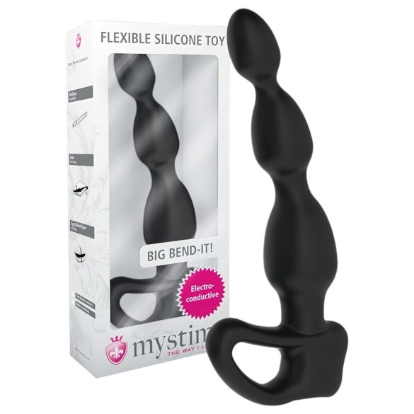 mystim Big Bend-it! - elektro anální dildo s kuličkami (černé)