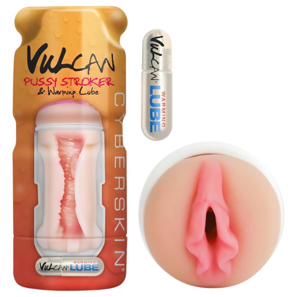Vulcan Stroker - realistická vagína + hřejivý lubrikant (přírodní)