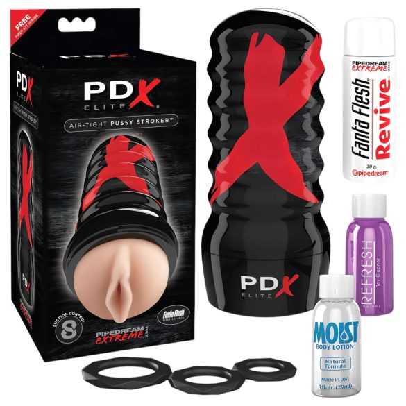 PDX Elite Air-Tight Vagina - manuální vakuová umělá vagína (přírodní)