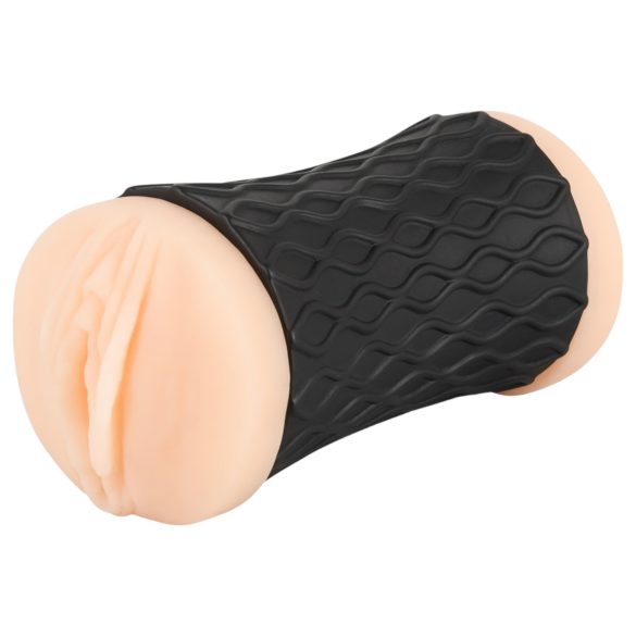 Nature Skin - vagína a anál masturbátor (přírodní-černý)