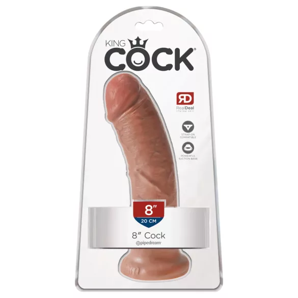 King Cock - dildo realistický - 20 cm - tmavá tělová
