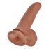 King Cock 9 varlatový dildo (23 cm) - hnědá