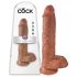 King Cock 10 varlatový velký dildo (25 cm) - hnědý