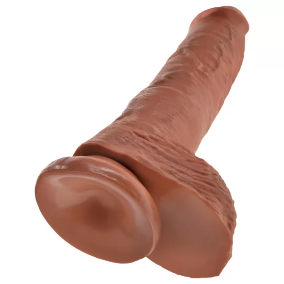 King Cock - realistický dildo s varlaty - 25 cm - hnědý