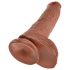 King Cock 10 varlatový velký dildo (25 cm) - hnědý