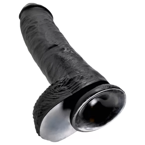 King Cock - realistický dildo s varlaty - 25 cm - černý