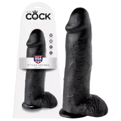 King Cock - realistické dildo s varlaty - 30 cm, černé