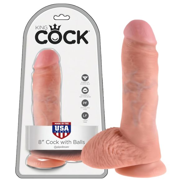 King Cock 8 varlatový dildo (20 cm) - přírodní