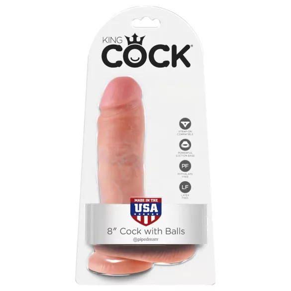 King Cock - realistické dildo s varlaty - 20 cm - tělová barva