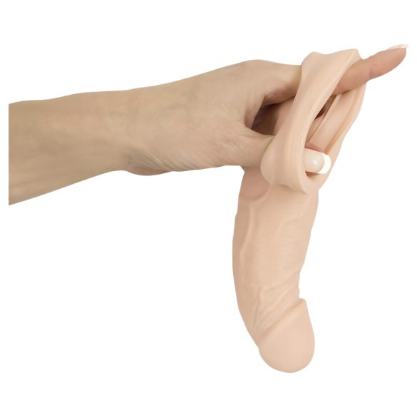 Nature Skin - návlek na penis s kroužkem - prodlužující - tělová barva