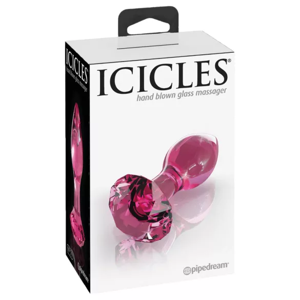 Icicles No. 79 - anální kolík skleněný kuželový - růžový