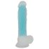You2Toys Glow in the Dark - přísavkový, svítící dildo (modrý)