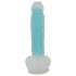 You2Toys Glow in the Dark - přísavkový, svítící dildo (modrý)