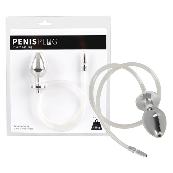 Piss to Ass Plug - Dutinkový anální kolík s rozšiřovačem močové trubice