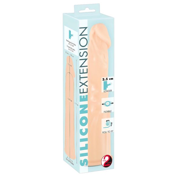 You2Toys - Silikonový prodlužující návlek na penis (přírodní) - 19 cm