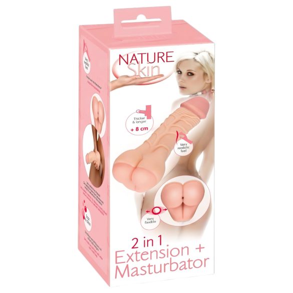 Nature Skin - 2v1 anální masturbátor a návlek (přirozený)
