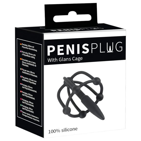 Penisplug - silikonová klec s hrotem na žalud (černá)