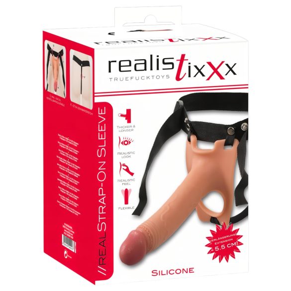 Realistixxx Strap-on - připevnitelný, dutý dildo (přirozený)