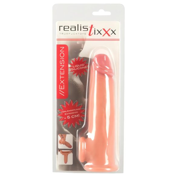 Realistixxx - návlek na penis s kroužkem - prodloužení 19 cm - tělová
