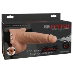   Fetish Strap-On 7,5 - připevňovací, stříkající dildo (naturální)