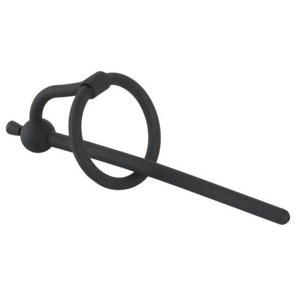 Penisplug - silikonový dilatátor s kroužkem na žalud (0,6 mm) - černý