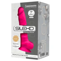   Silexd 7 - dildo s přísavkou a varlaty - silikon růžový 17,5 cm