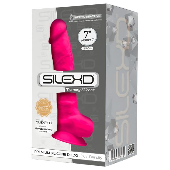 Silexd 7 - přísavkový, realistický dildo - 17,5 cm (růžová)