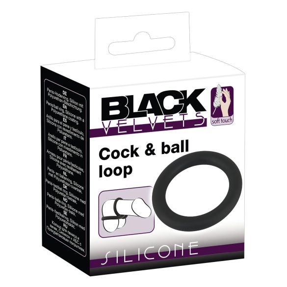 Černý samet - silikonový kroužek na penis (černý) - 5 cm