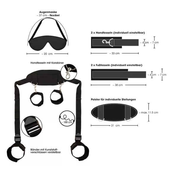 Bad Kitty - pouta na krk, zápěstí a kotníky - černé