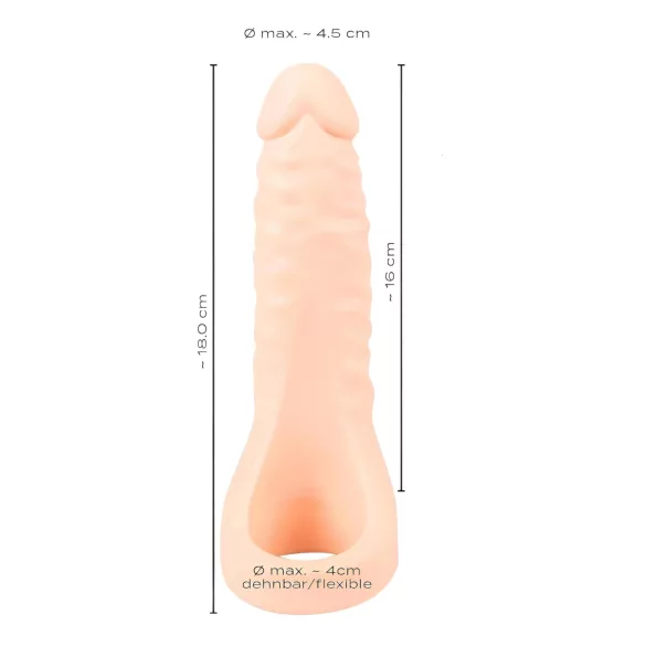 Realistixxx Double F - realistický dvojitý dildo s erekčním kroužkem - tělová