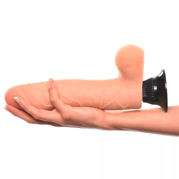 Real Feel Deluxe No.9 - realistický vibrátor s varlaty - tělová barva
