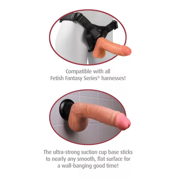Real Feel Deluxe No.9 - realistický vibrátor s varlaty - tělová barva