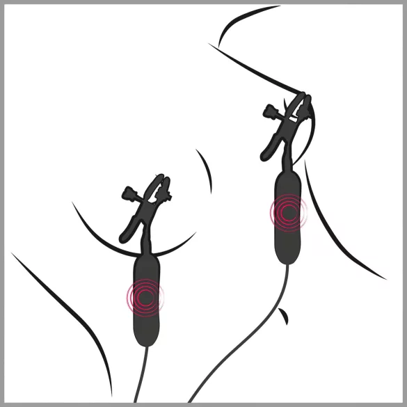 Fetish - vibrační svorky na bradavky - černá